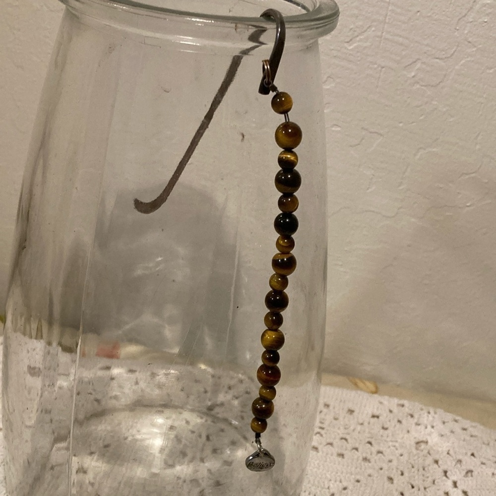 Glass jasper beads and silver bookmark Victoria’s Secret